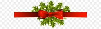 Red ribbon Christmas Red ribbon Gift - Red Christmas Ribbon with Pine Branches PNG Clipart Image 