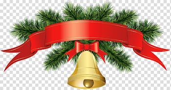 Red ribbon clip, Christmas decoration Santa Claus , Christmas Golden Bell Banner transparent background PNG clipart