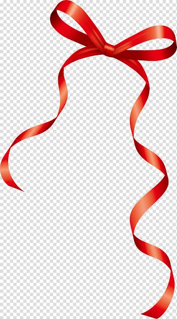 Red ribbon, Hand painted red ribbon bow transparent background PNG clipart