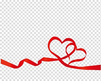 Red ribbon Heart Valentines Day, Red Ribbon transparent background PNG clipart