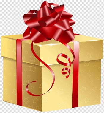 Red ribbon on yellow present, Gift Box, Gold Gift transparent background PNG clipart