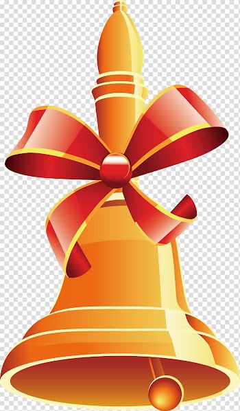 Red ribbons with golden bells transparent background PNG clipart