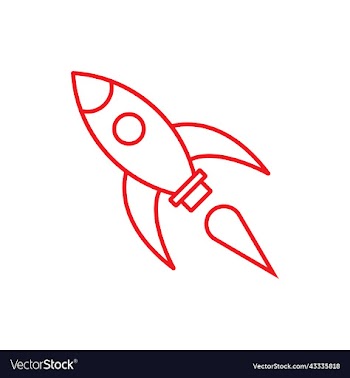 red rocket line art icon