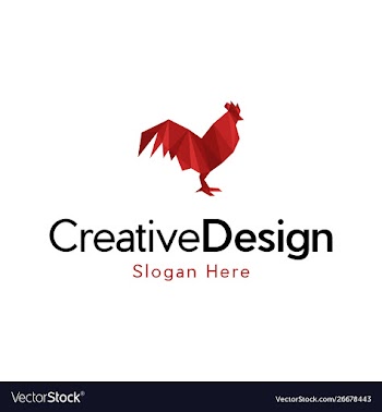 Red rooster origami logo design vector image