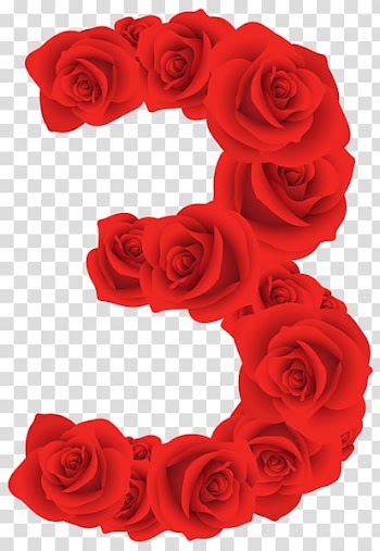 Red rose 3 illustration, Red Roses Three Number transparent background PNG clipart