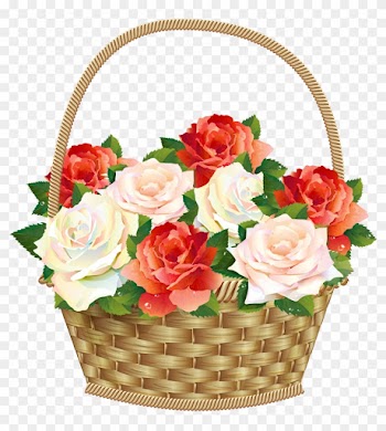 Red Rose Clipart Basket - Basket Of Roses Clipart