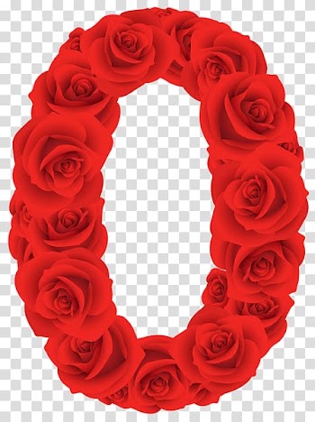 Red rose frame, Red Roses Zero Number transparent background PNG clipart