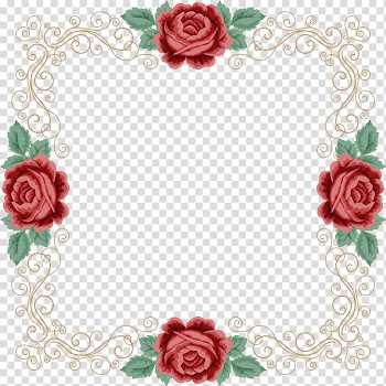 Red rose frame, Wedding invitation Flower Illustration, Rose cane frame transparent background PNG clipart