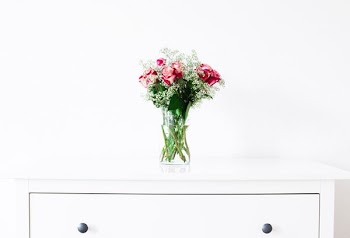 red rose in clear glass vase