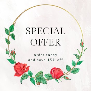 Red rose psd editable template with special offer text