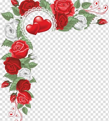Red rose sticker, Heart Flower , Shading Borders transparent background PNG clipart