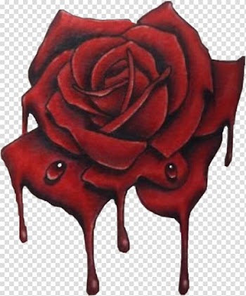 Red rose tattoo illustration, Garden roses Tattoo Blood Red, rose transparent background PNG clipart