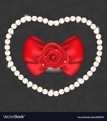  					Red rose with bow and pearls for Valentine Day vector image														
