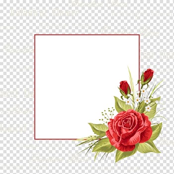 Red roses border, Flowers invitations transparent background PNG clipart