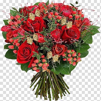 Red roses bouquet illustration, Flower bouquet Garden roses Florist Gift, Red Bouquet transparent background PNG clipart