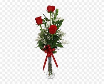 Red Roses Bud Vase - 6 Long Stem Roses