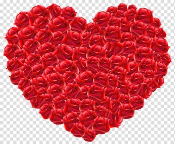 Red roses forming heart , Teddy bear Valentine's Day Heart Illustration, Rose Buds Heart transparent background PNG clipart