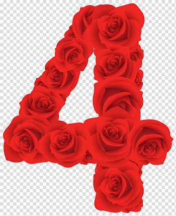 Red roses forming number 4, Number , Red Roses Number Four transparent background PNG clipart