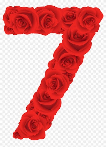 Red Roses Number Seven Png Clipart Image - Rose Numbers Png