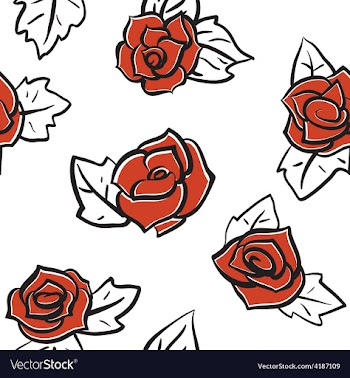  					Red roses pattern vector image														