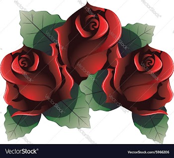 Red Roses with Leaves vector image