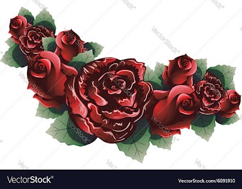 Red Roses with Leaves3 vector image