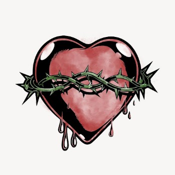 Red sacred heart watercolor sticker, | Free Vector Illustration - rawpixel