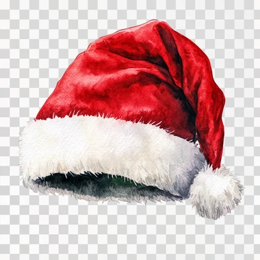 red santa hat watercolour isolated on a white background