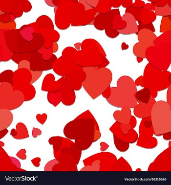 Red seamless heart background pattern vector image