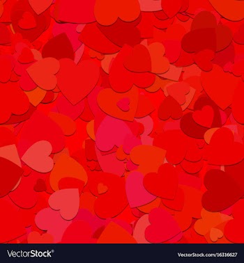 Red seamless heart background pattern vector image