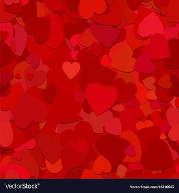Red seamless heart background pattern vector image