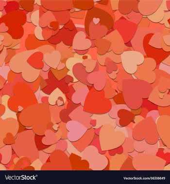 Red seamless heart background pattern vector image