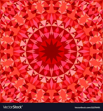 Red seamless kaleidoscope pattern background vector image