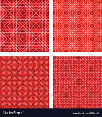 Red seamless mosaic pattern design background set vector image
