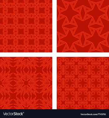 Red seamless triangle pattern background set vector image