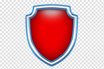Red shield logo, PAW Patrol Font, bar gifts poster transparent background PNG clipart