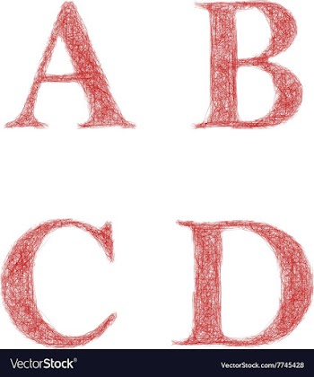Red sketch font set - letters A B C D vector image