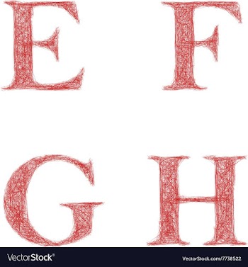 Red sketch font set - letters E F G H vector image