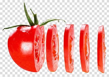 Red slice tomato, Cherry tomato Vegetarian cuisine Tomato knife Vegetable Salad, Tomatoes, tomato slices transparent background PNG clipart