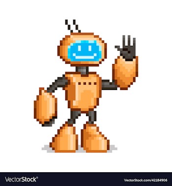 red smiling anthropomorphic robot