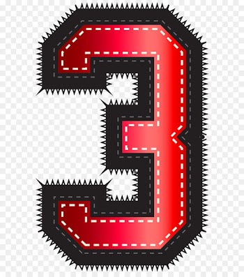 Red Sport Style Number Three PNG Clip Art Image 