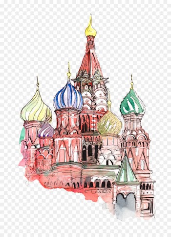 Red Square Moscow Kremlin Paper T-shirt Sticker - Illustration castle house 