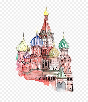 Red Square Moscow Paper T-shirt Sticker - Watercolor Castle 