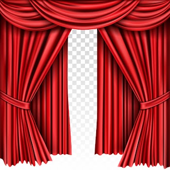 Red stage curtain for theater, opera scene drape Free Vector
