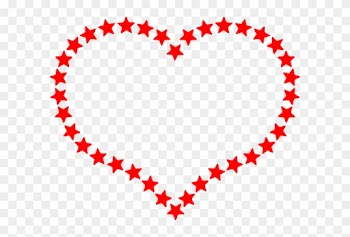 Red Star Outlined Heart Clip Art - Hearts And Stars Clipart