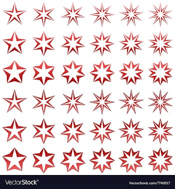 Red star shape set vector image