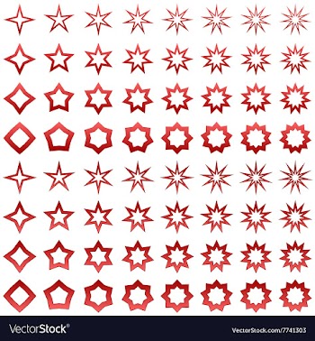 Red star shape set vector image