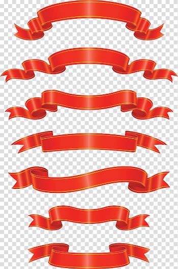 Red strap borders, Red ribbon Banner , Red Ribbon transparent background PNG clipart