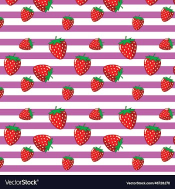 red strawberries cute seamless pattern