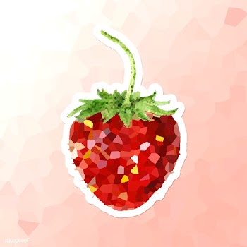 Red strawberry crystallized style sticker illustration | Free  illustration - 2341195
